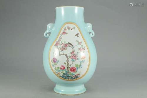 , "" sky blue glaze medallion powder enamel lines ...