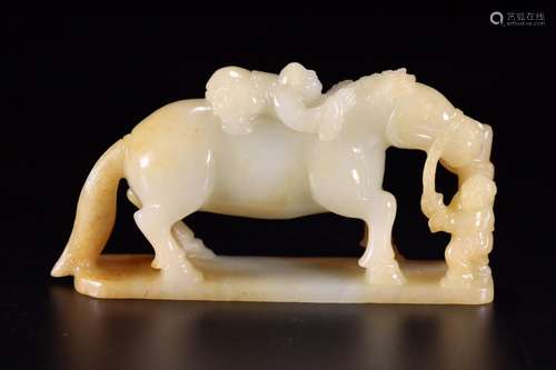 The horse furnishing articles, hotan white jade figurines of...