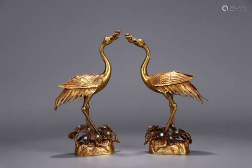 : silver and gold, place a pair of the crane12 cm long, 4 cm...