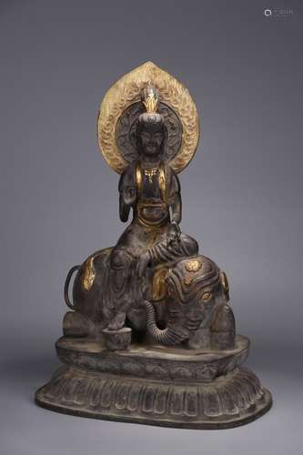 : copper and gold samantabhadra bodhisattva's statue30 c...