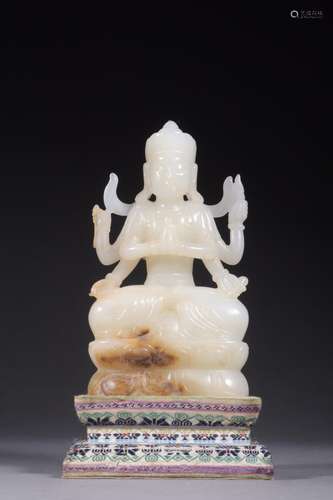 : hetian jade guan Yin six armSize: 14 cm high, (thick) 8 x ...