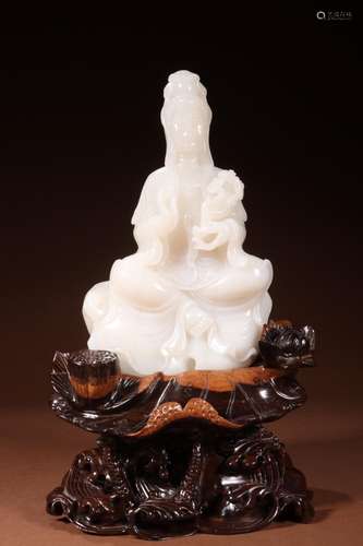 Hetian jade ruyi guan YinSize: 12.2 cm long, wide (thick) 6....