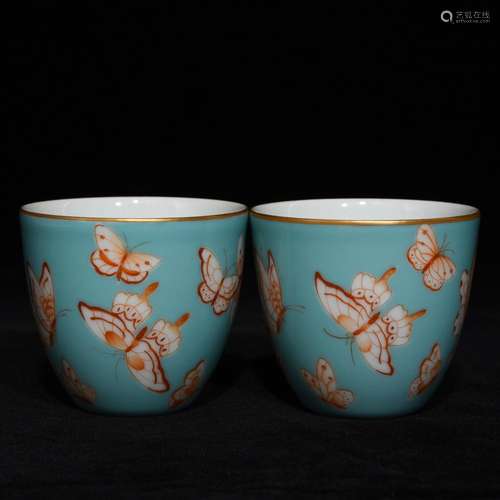 Dajing hoard of glaze alum butterfly cup red colourSize: 5.9...