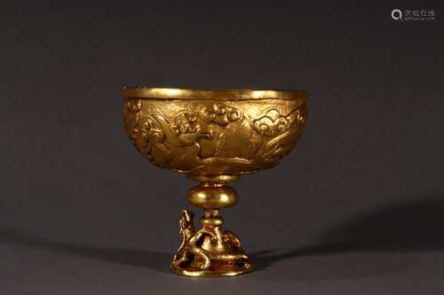 : gold phoenix grain footed cupSize: 9.5 cm high 9.8 cm wide...