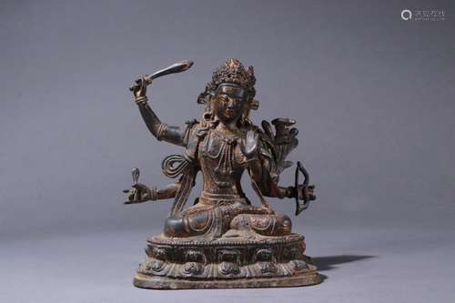 : manjusri bodhisattva like copperSize: 14.5 cm wide and 13....