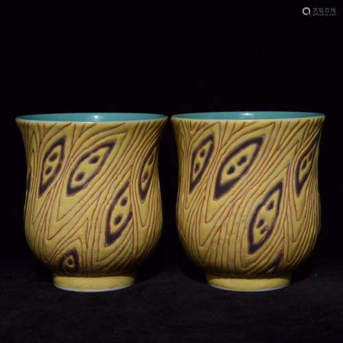 Wood grain glaze cupSize 8.3 x7.3