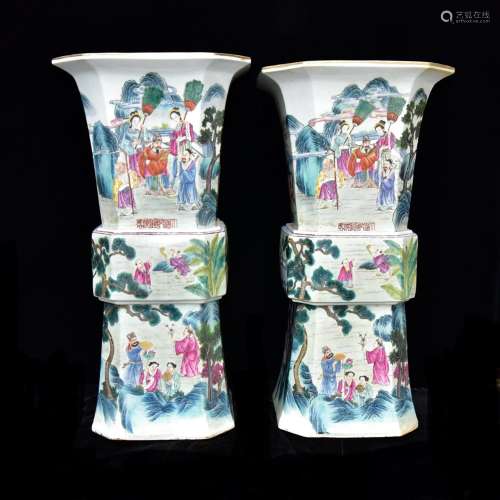 Pastel story lines flower vase with characters,Size 74 x 36,