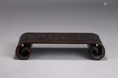 : "" copper silver-inlaid scroll type case on a fe...