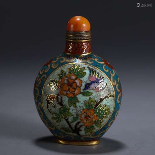 Snuff bottles, cloisonne painting of flowers and birdsSize, ...