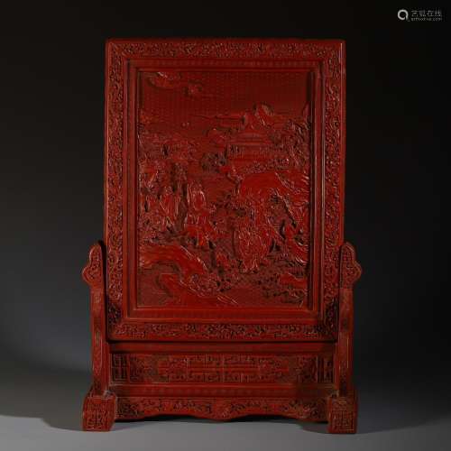 Plaque, carved lacquerware character storySize, high 58 wide...