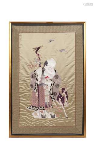 FRAMED CHINESE SILK EMBROIDERY OF SHOULAO