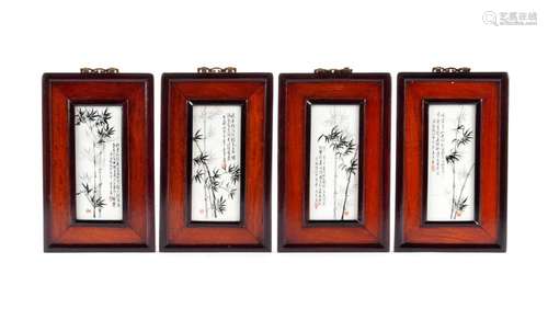 SET OF FOUR CHINESE ENAMELED PORCELAIN PLAQUES