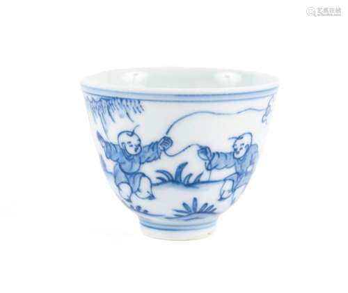 BLUE ON WHITE PORCELAIN TEACUP