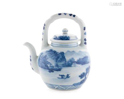 CHINESE BLUE AND WHITE WATER POT