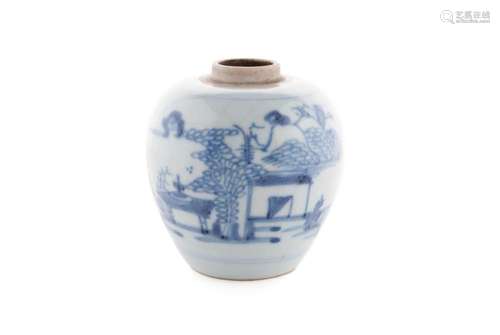 SMALL CHINESE BLUE AND WHITE JAR