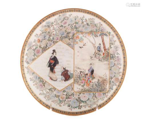 A FINE KINKOZAN SATSUMA PORCELAIN PLATE