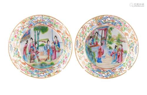 PAIR OF ROSE MEDALLION SAUCERS