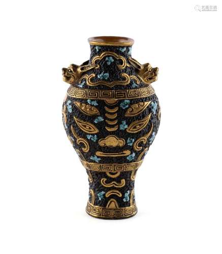 A RARE MINIATURE QIANLONG MOLDED ARCHAISTIC VASE