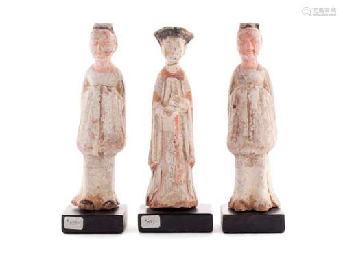 THREE CHINESE FUNERARY FIGURINES