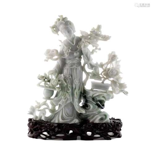 PALE JADE CARVED GUANYIN