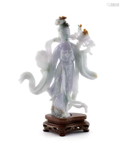 LAVENDER JADE CARVED GUANYIN