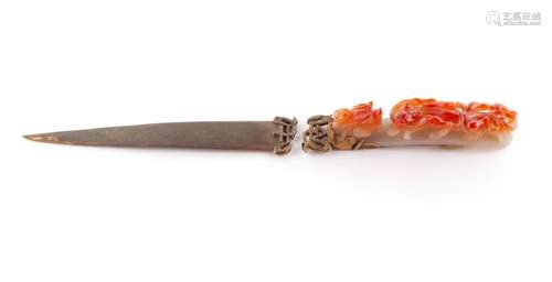 RUSSET JADE BELT HOOK MOUNTED AS LETTER OPENER