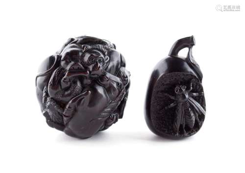 COMPANION LACQUERED OKIMONO AND NETSUKE