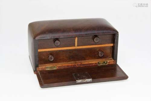 A small, early 20th century rosewood jewellery box, the fall...