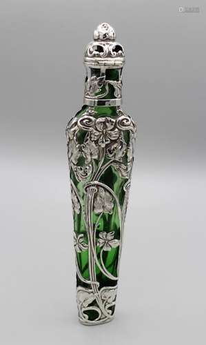 A sterling silver fragrance bottle in the Art Nouveau style,...