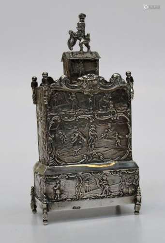 A late 19th century Dutch silver tea caddy and cover, fashio...