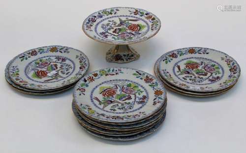 Thirteen 19th century Masons Ironstone 23cm diameter plates,...