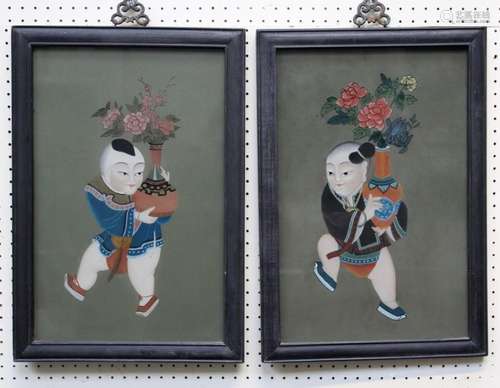 A pair of late 19th/early 20th century Chinese paintings on ...