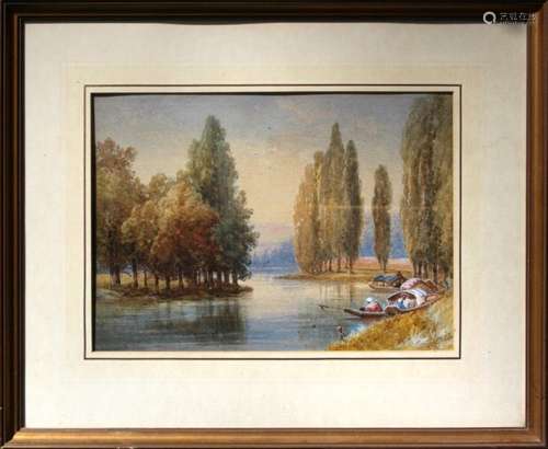 CA Strutt (19th century) Italianate river landscape with cov...