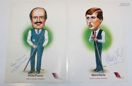 A coloured print of Steve Davis from the Embassy Snooker Cel...