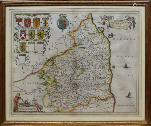 Joannes Blaeu, an engraved map of Northumberland, 1662. Cont...