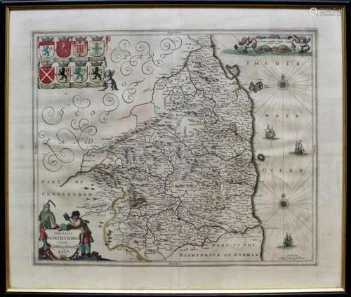 Joannes Jansson, an engraved map of Northumberland, contempo...