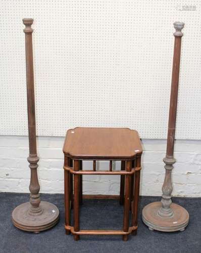 A pair of early 20th century painted wood standard lamps, ea...