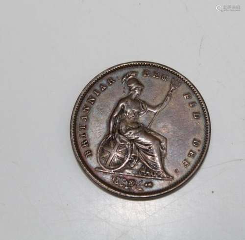 1841 Queen Victoria Penny Young Head, UNC no colon after reg