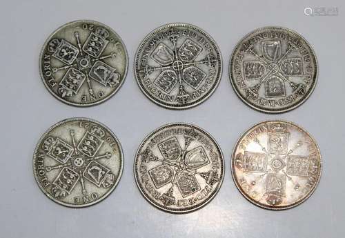 George V Florins. 1918,1920,1921,1929, 1931 and 1936