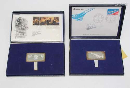 January 1976 Concorde Danbury Mint silver ingot plus first d...