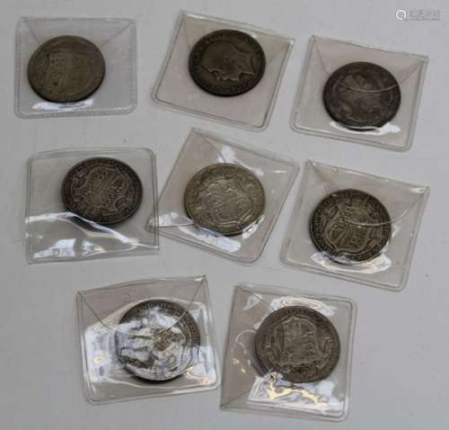 Eight George V Half Crowns 1914/17/20 to 23/26/27