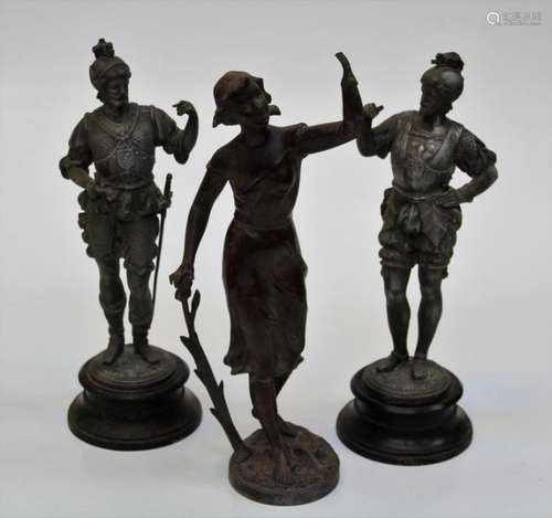 A pair of 19th century cast spelter figures of Cavaliers, 38...