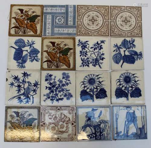 A collection of thirty five 19th century tiles, including a ...