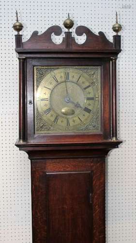 John Calver of Suffolk, a mid 18th century oak longcase cloc...