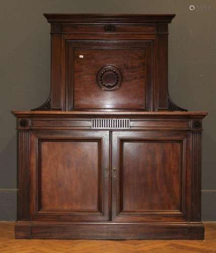 A late Victorian carved mahogany chiffonier of large size ha...