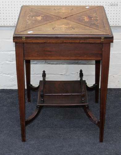 An Edwardian rosewood, boxwood marquetry inlaid and strung e...