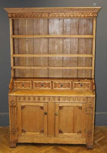 A late 19th/ early 20th century Continental pine tall dresse...