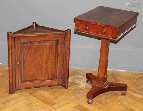 A Victorian mahogany side table fitted with a drawer, raised...