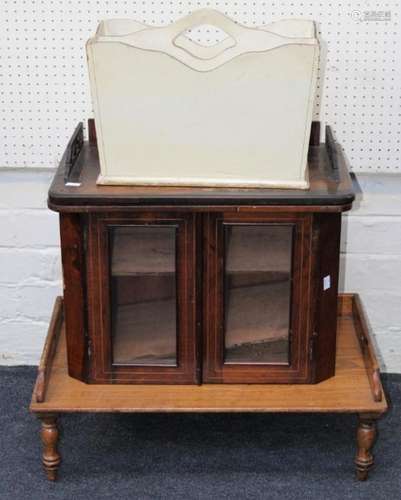 A Victorian walnut, inlaid and strung cupboard with pierced ...