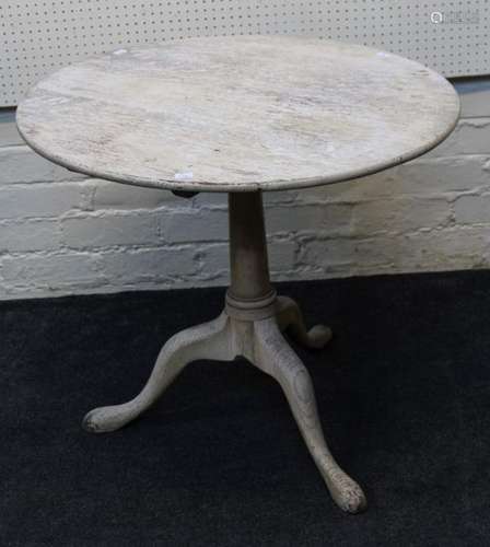 A 19th century cream painted oak tripod table, the circular ...